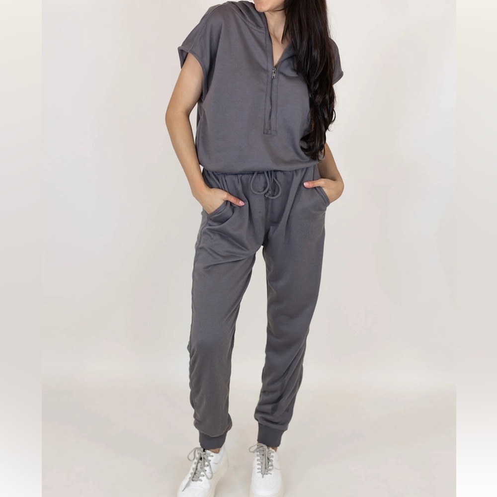 Talulah Trainer Hooded Jumpsuit, Grey, Size Medium